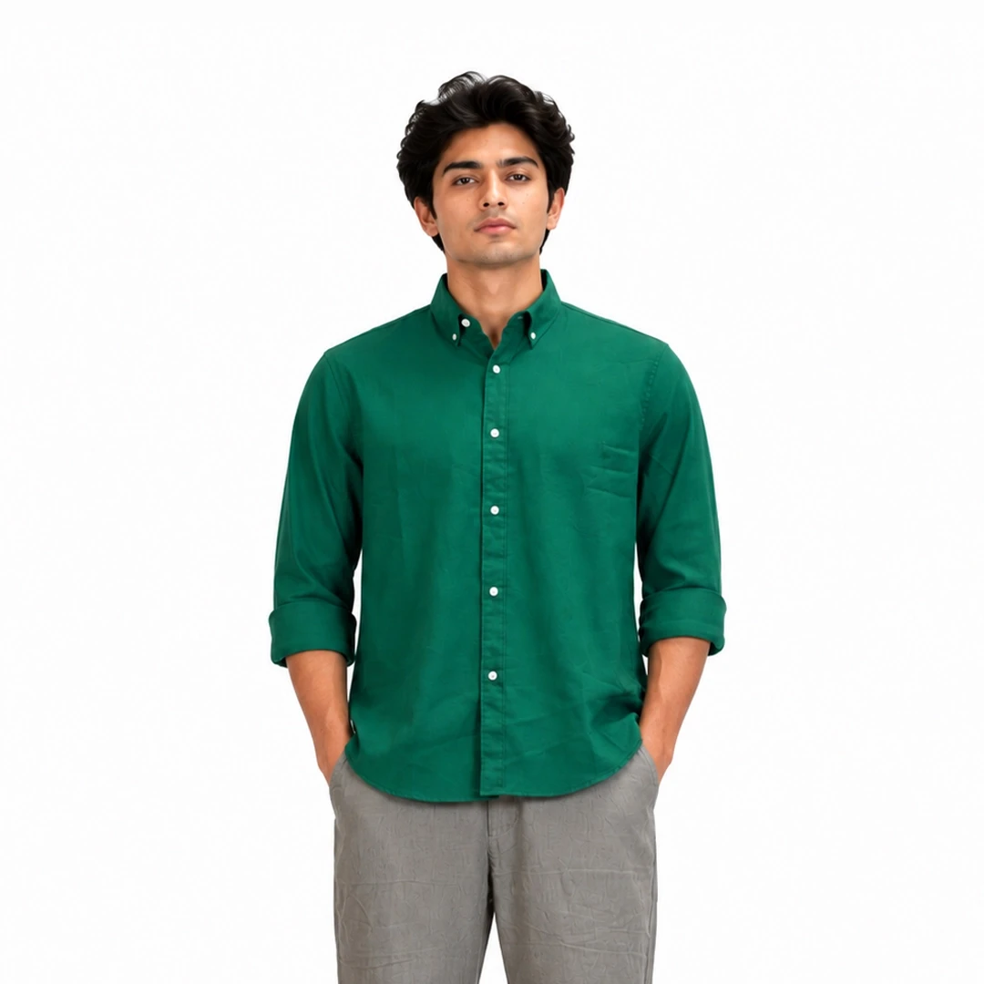 Men Solid Regular Fit Cotton Shirt