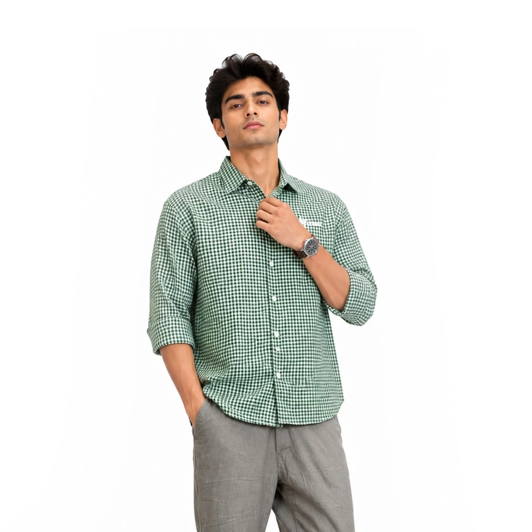 Men Checked Cotton Casual Shirt
