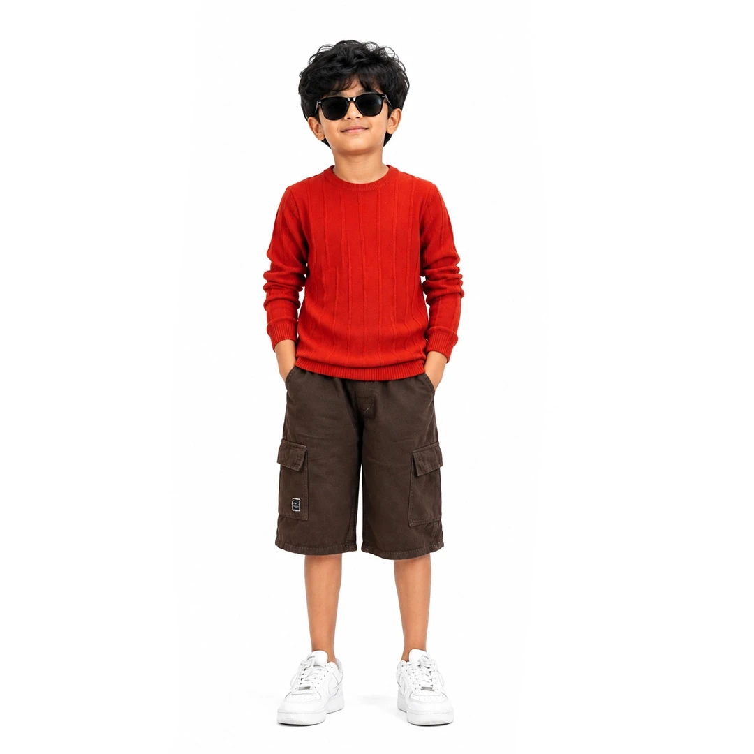 Boys Ribbed Cotton Full Sleeve T-Shirt