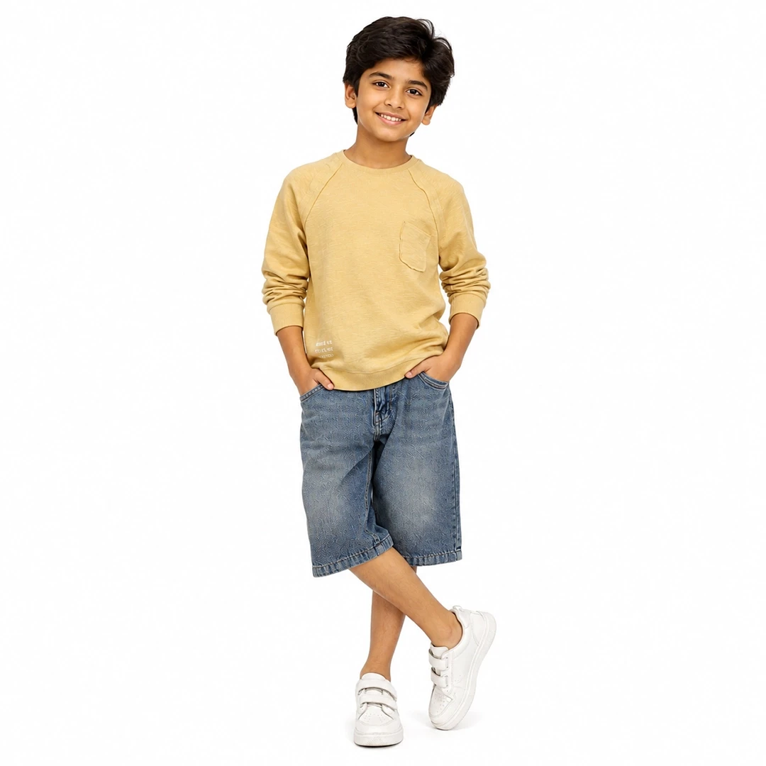 Boys Solid Round-Neck Full-Sleeve T-Shirt