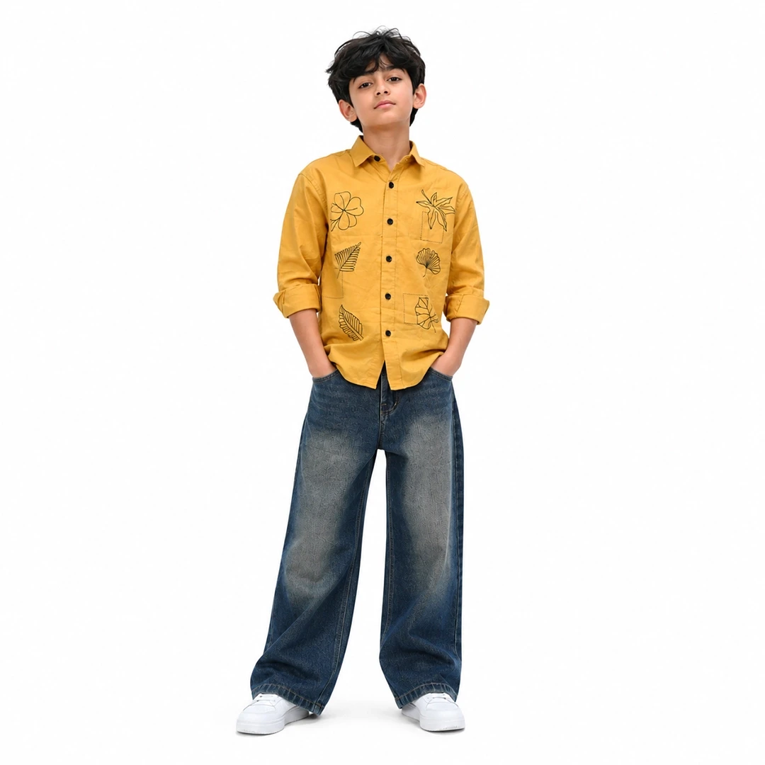 Boys Floral Printed Regular Fit Shirt